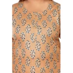 Women's Casual 3/4th Sleeve Golden Foil Printed Pure Cotton Straight Kurti (Light Orange)