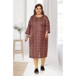Women's Casual 3/4th Sleeve Golden Foil Printed Capsule Cotton Straight Kurti (Maroon)
