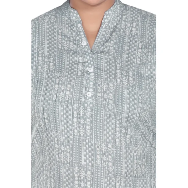 Women's Casual 3/4th Sleeve Imported Synthetix Full printed Straight Kurti (Grey)