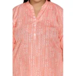 Women's Casual 3/4th Sleeve Imported Synthetix Full printed Straight Kurti (Corel Pink)