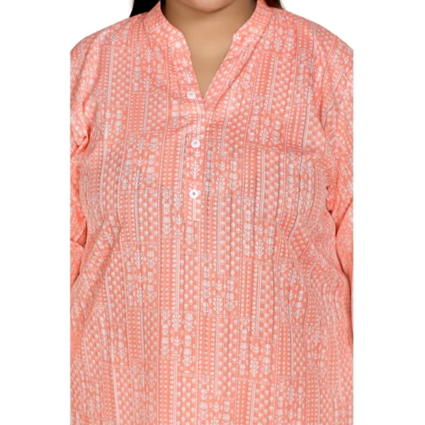 Women's Casual 3/4th Sleeve Imported Synthetix Full printed Straight Kurti (Corel Pink)