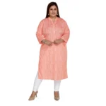 Women's Casual 3/4th Sleeve Imported Synthetix Full printed Straight Kurti (Corel Pink)