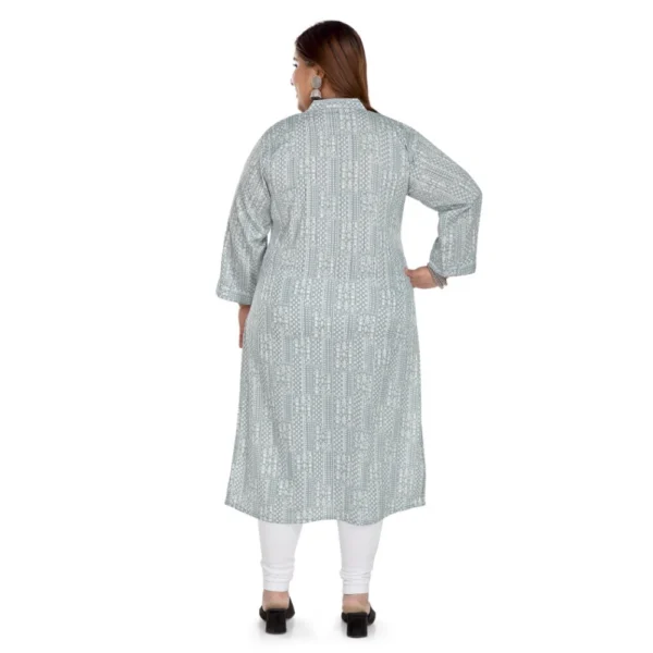 Women's Casual 3/4th Sleeve Imported Synthetix Full printed Straight Kurti (Grey)