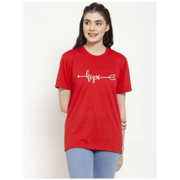 Women's Cotton Blend Hope Printed T-Shirt (Red)