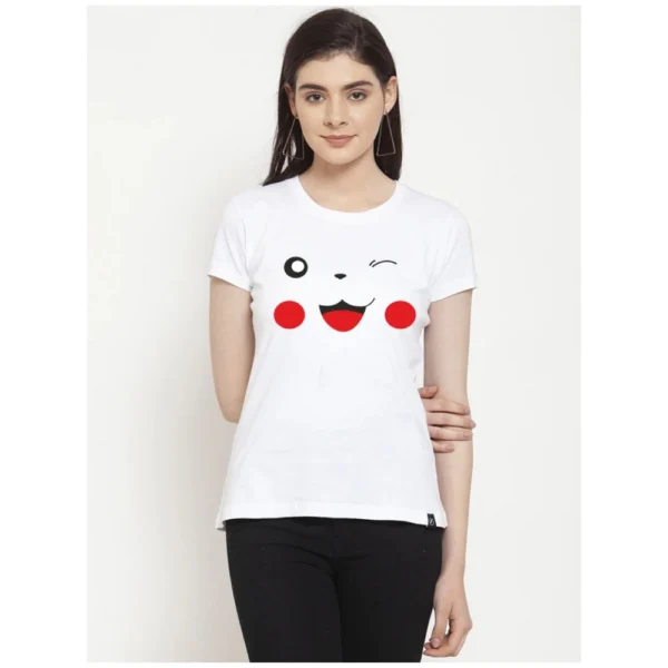 Women's Cotton Blend Graphic Print Printed T-Shirt (White)