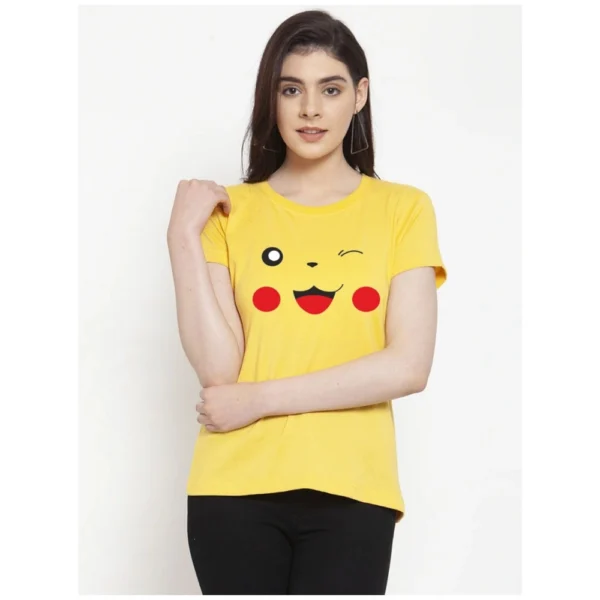 Women's Cotton Blend Graphic Print Printed T-Shirt (Yellow)
