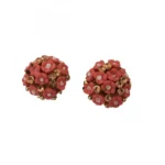 Women's Metal White Ceramic And Stones Gold Plated Stud (Peach)