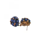 Women's Metal White Ceramic And Stones Gold Plated Stud (Blue)