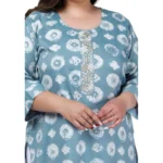 Women's Office wear Golden Foil Capsule Straight Kurti (Light Blue)