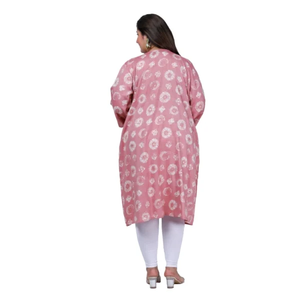 Women's Office wear Golden Foil Capsule A-Line Kurti (Pink)