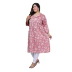 Women's Office wear Golden Foil Capsule A-Line Kurti (Pink)