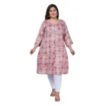 Women's Office wear Golden Foil Capsule A-Line Kurti (Light Pink)