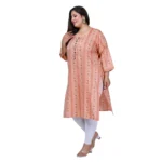 Women's Office wear Golden Foil Capsule Straight Kurti (Orange)