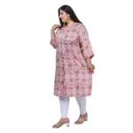 Women's Office wear Golden Foil Capsule A-Line Kurti (Light Pink)