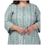 Women's Office wear Golden Foil Capsule A-Line Kurti (Light Green)
