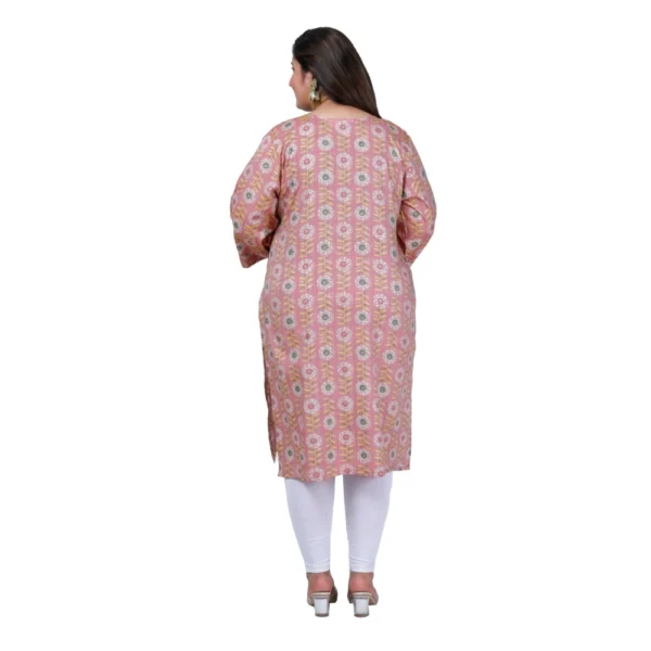 Women's Office wear Golden Foil Capsule Straight Kurti (Pink)