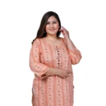 Women's Office wear Golden Foil Capsule Straight Kurti (Orange)