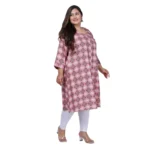 Women's Office wear Golden Foil Capsule A-Line Kurti (Pink)