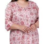 Women's Office wear Golden Foil Capsule A-Line Kurti (Light Pink)