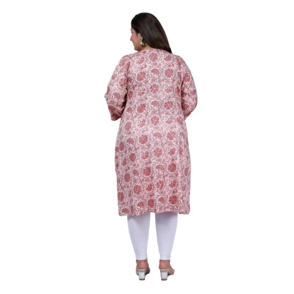 Women's Office wear Golden Foil Capsule A-Line Kurti (Light Pink)