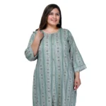 Women's Office wear Golden Foil Capsule A-Line Kurti (Light Green)