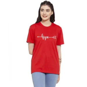 Women's Cotton Blend Hope Printed T-Shirt (Red)