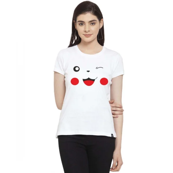 Women's Cotton Blend Graphic Print Printed T-Shirt (White)