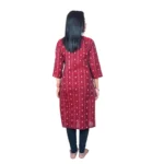 Women's Sambalpuri Certified Handloom Pure Cotton Straight Kurti (Maroon)