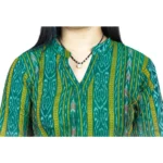 Women's Sambalpuri Certified Handloom Pure Cotton Straight Kurti (Green)
