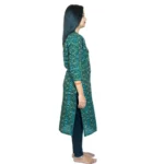 Women's Sambalpuri Certified Handloom Pure Cotton Straight Kurti (Green)