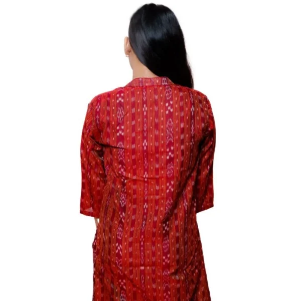 Women's Sambalpuri Certified Handloom Cotton Straight Kurti (Maroon)