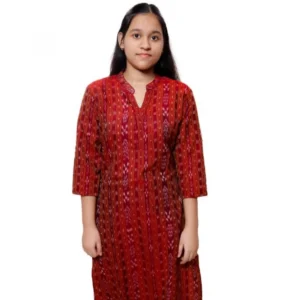 Women's Sambalpuri Certified Handloom Cotton Straight Kurti (Maroon)