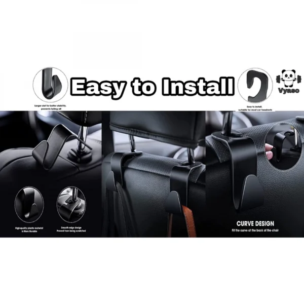 4_Set Pack Of_3 Car Back seat Headrest Hook Hanger Universal Durable Organiser (Assorted)