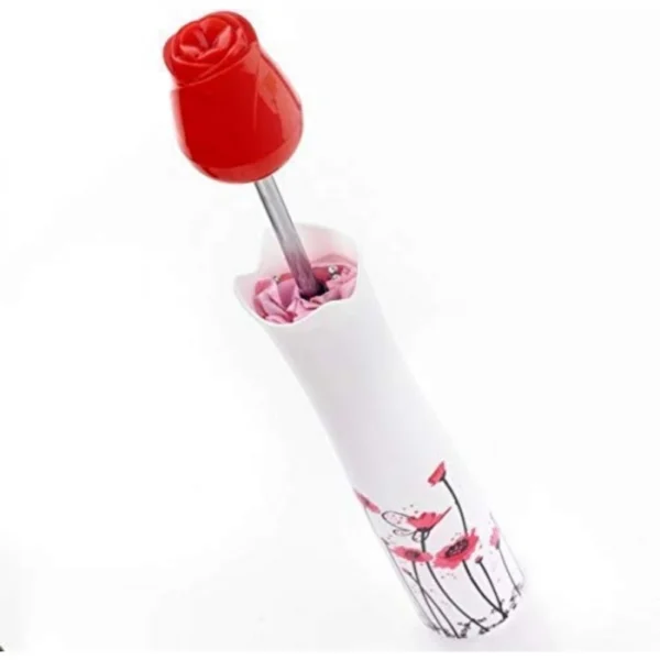 Rose Umbrella Lightweight Waterproof UV Protection Mini Folding Creative Rose Flower Case Canvas Plastic Umbrella with Waterproof and Compact Bottle for Monsoon and Summer (Assorted)
