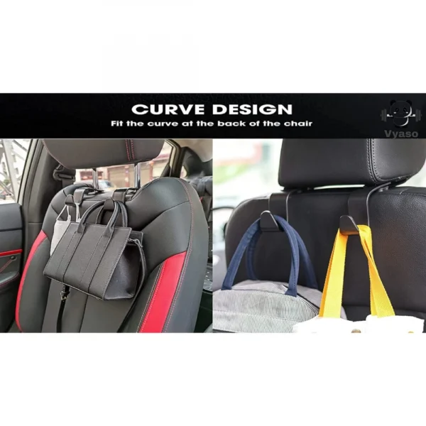 4_Set Pack Of_3 Car Back seat Headrest Hook Hanger Universal Durable Organiser (Assorted)