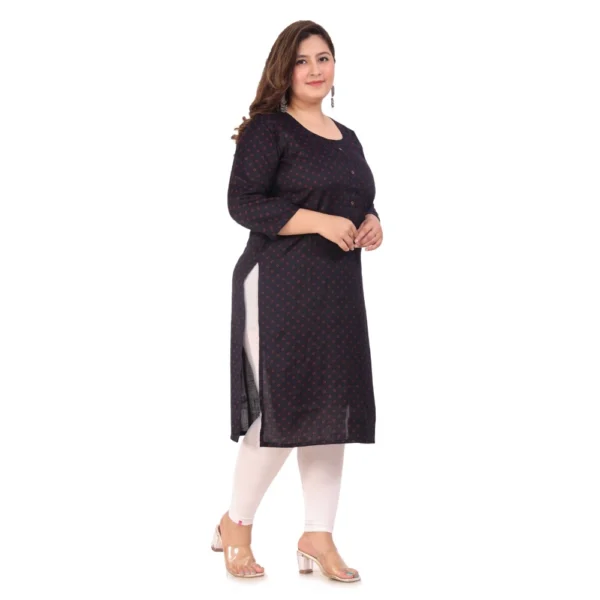 Women's Office wear Bandhni Printed Capsule Straight Kurti (Navy Blue)