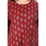 Women's Office wear Floral Printed Capsule Princess Cut Kurti (Maroon)