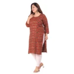 Women's Office wear Designer Printed Capsule Straight Kurti (Maroon)
