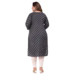 Women's Office wear Stripe Capsule Straight Kurti (Navy Blue)