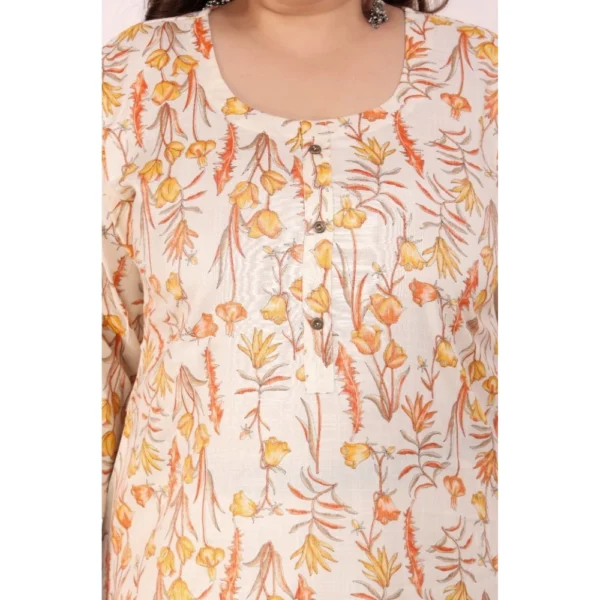 Women's Office wear Floral Printed Capsule Straight Kurti (Orange)