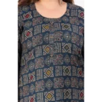 Women's Office wear Designer Printed Capsule Straight Kurti (Dark Green)