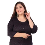Women's Office wear Bandhni Printed Capsule Straight Kurti (Navy Blue)