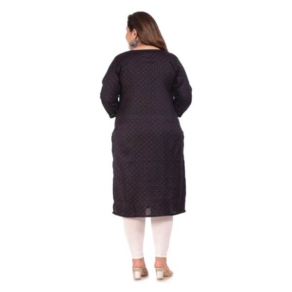 Women's Office wear Bandhni Printed Capsule Straight Kurti (Navy Blue)