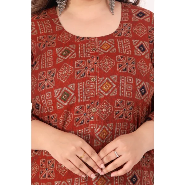 Women's Office wear Designer Printed Capsule Straight Kurti (Maroon)