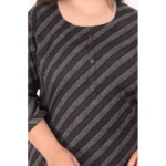 Women's Office wear Stripe Capsule Straight Kurti (Black)