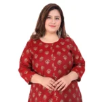 Women's Office wear Floral Printed Capsule A-Line Kurti (Maroon)