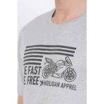 Men's Cotton Jersey Round Neck Printed Tshirt (Grey Melange)