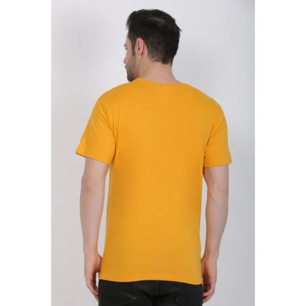 Men's Cotton Jersey Round Neck Printed Tshirt (Mustard Yellow)