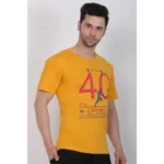 Men's Cotton Jersey Round Neck Printed Tshirt (Mustard Yellow)