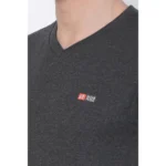 Men's Cotton Jersey V Neck Plain Tshirt (Charcoal Melange)